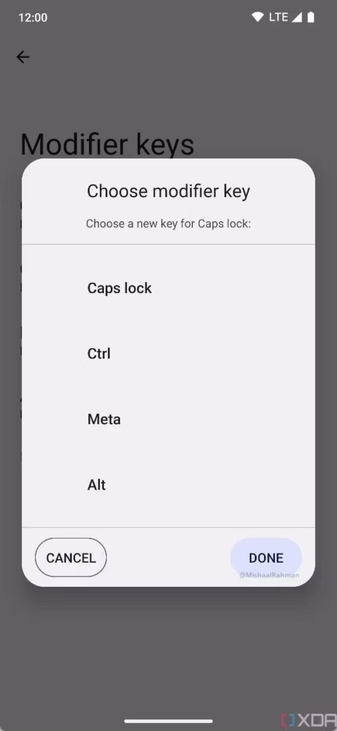 Android 14 menu para teclado (Imagem: Reprodução/XDA-Developers)