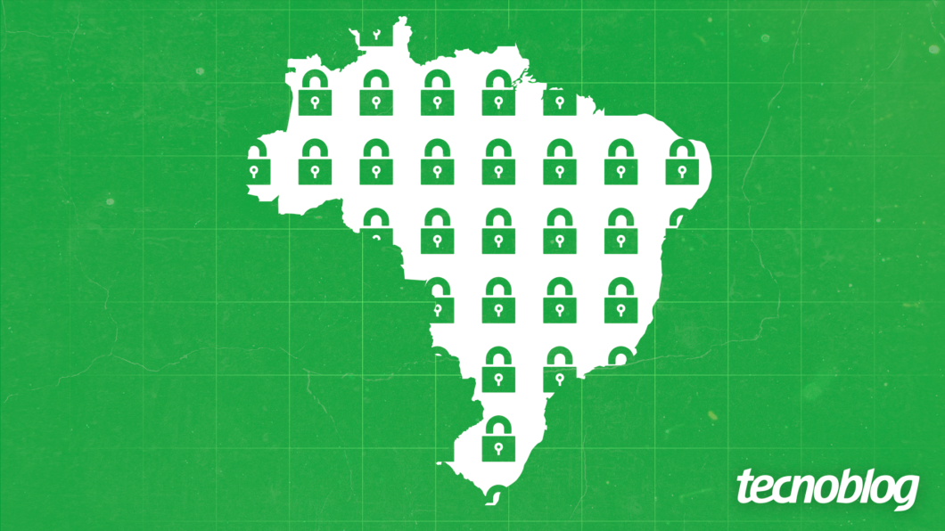 Mapa do Brasil com cadeados verdes por dentro