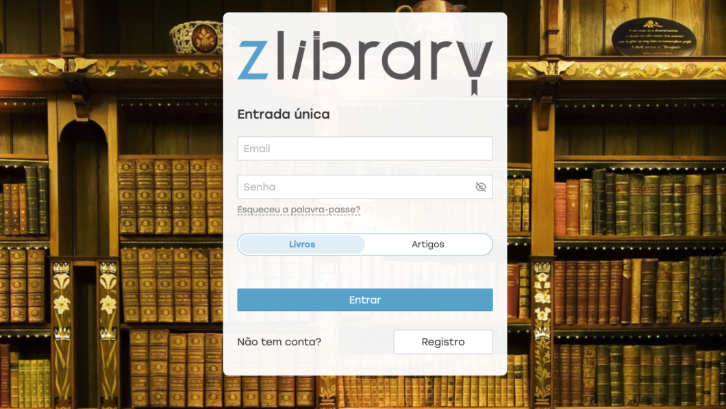 Tela de login do Z-Library