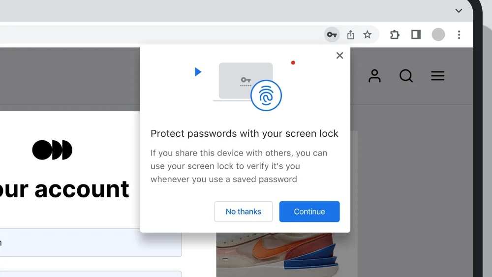 Google Chrome vai usar biometria para proteger senhas no PC (Imagem: Divulgação/Google)