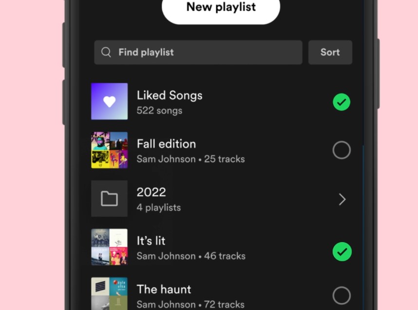 Clique rápido no plus abrirá janela para adicionar música em playlistas (Imagem: Reprodução/Spotify)