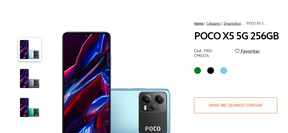 Poco X5 de 25 GB aparece no site da Xiaomi, mas empresa não revelou preço (Imagem: Divulgação/Xiaomi)