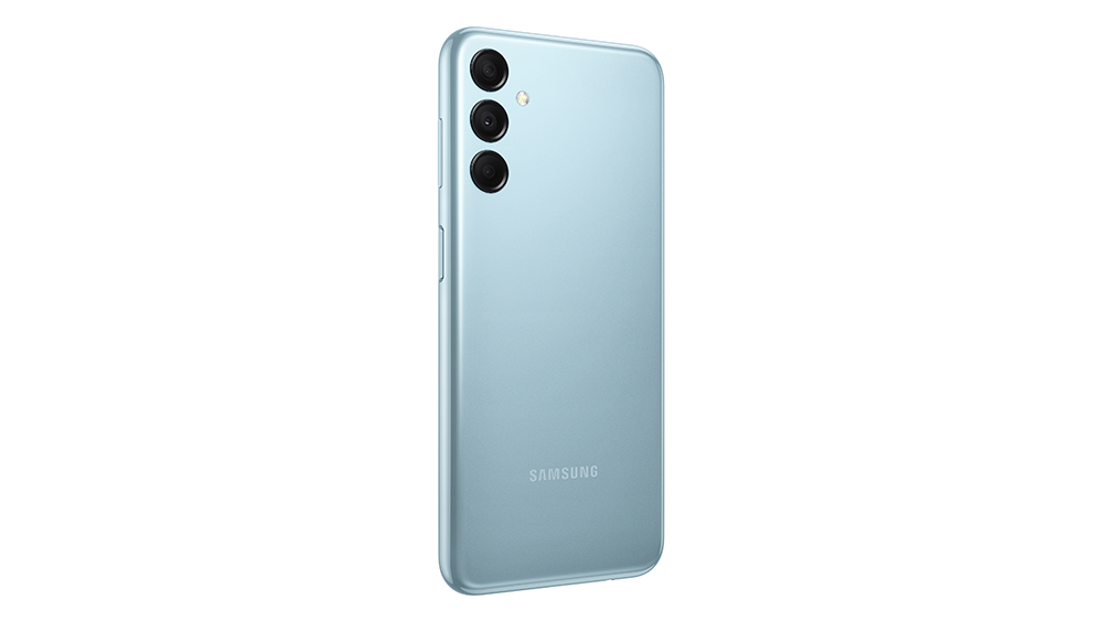 Galaxy M14 5G chega na cor azul, azul-marinho e prata (Imagem: Divulgação/Samsung)