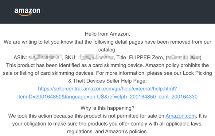 Amazon banimento Flipper Zero