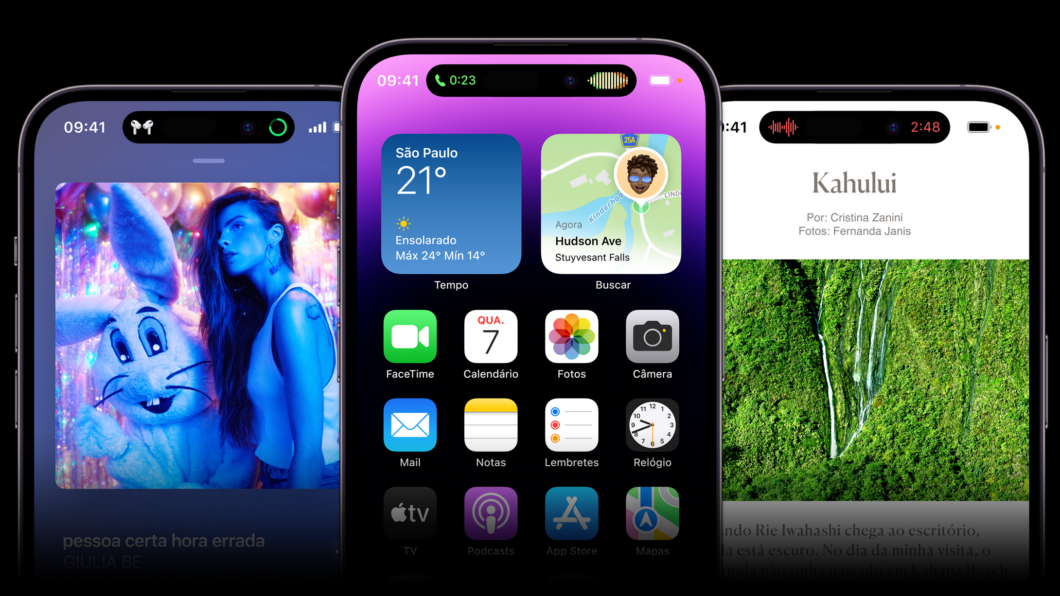 Dynamic Island no iPhone 14 Pro e Pro Max
