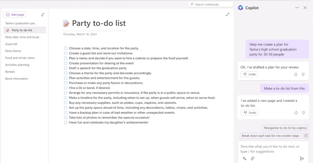 Copilot para OneNote