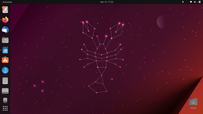 Ubuntu 23.04 "Lunar Lobster" with the version's wallpaper (image: Emerson Alecrim/DIGITALTREND)