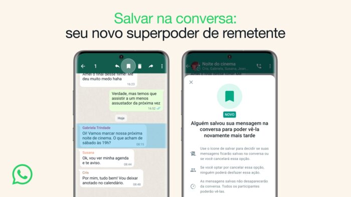 Função 'Salvar na conversa' (imagem: divulgação/WhatsApp)