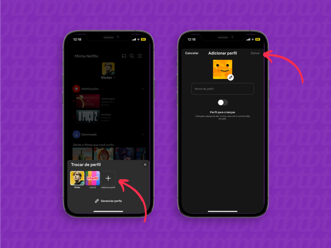 Adicione um perfil e salve no aplicativo (Imagem: Reprodução/Netflix)