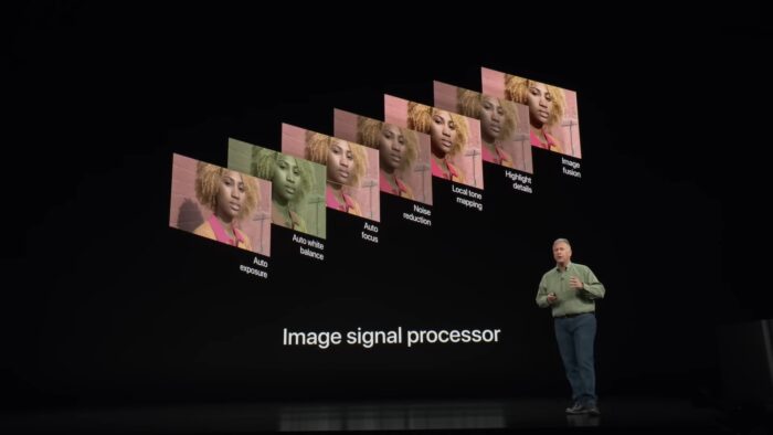 Phil Schiller anunciando o Smart HDR e outros recursos de câmera do iPhone XS (imagem: Emerson Alecrim/Tecnoblog)