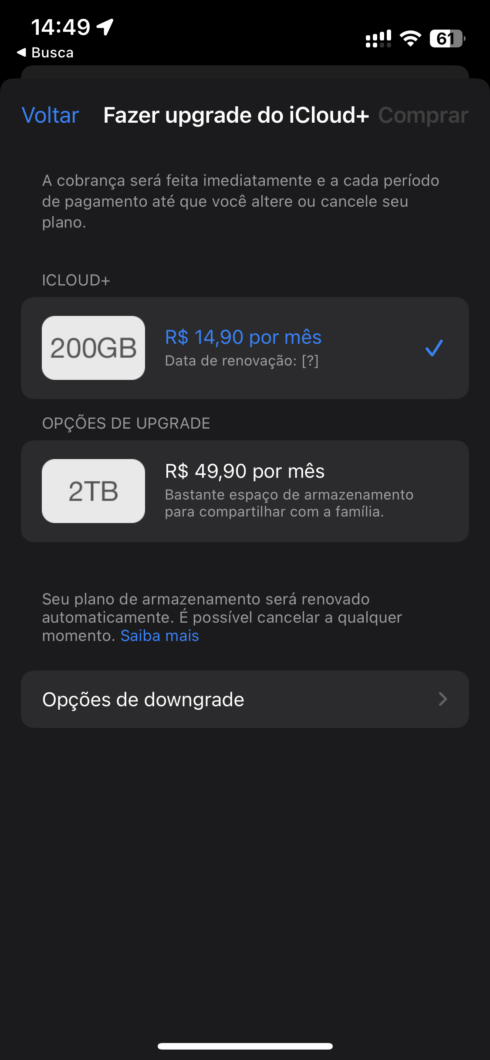 Novo preço do iCloud já é cobrado no Brasil (Imagem: Giovanni Santa Rosa/Tecnoblog)