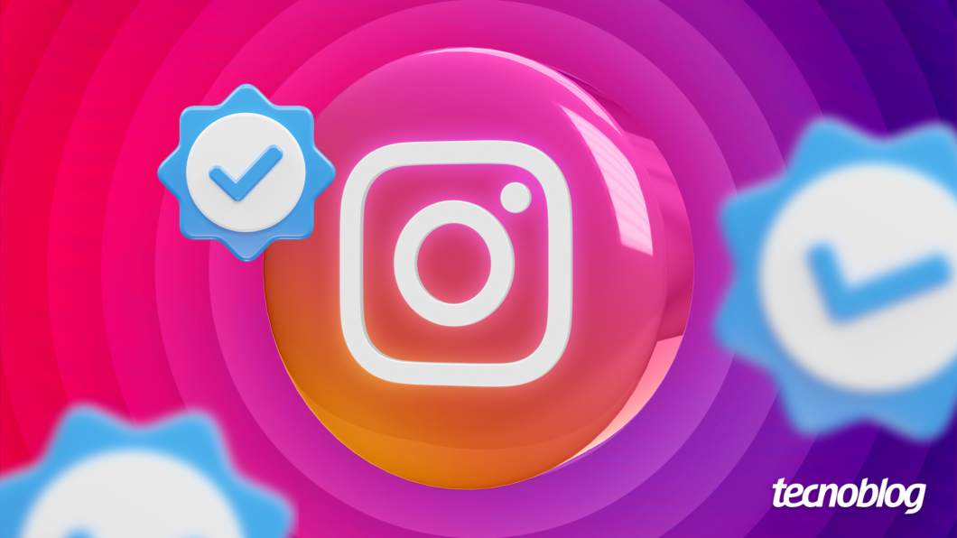 Logo do Instagram com ícone do selo azul de verificado (Imagem: Vitor Pádua/Tecnoblog)