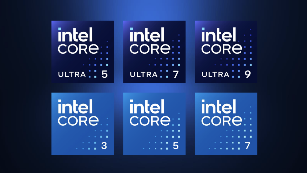 Intel Core 3, Core 3, Core 7, Core Ultra 5, Core Ultra 7 e Core Ultra 9, nomenclatura adotada a partir de 2023 (Imagem: Divulgação/Intel)