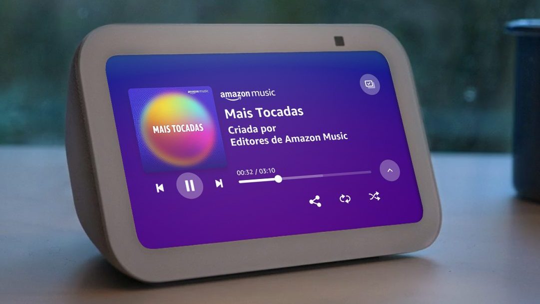 Dispositivo com tela acesa, mostrando as músicas mais tocadas