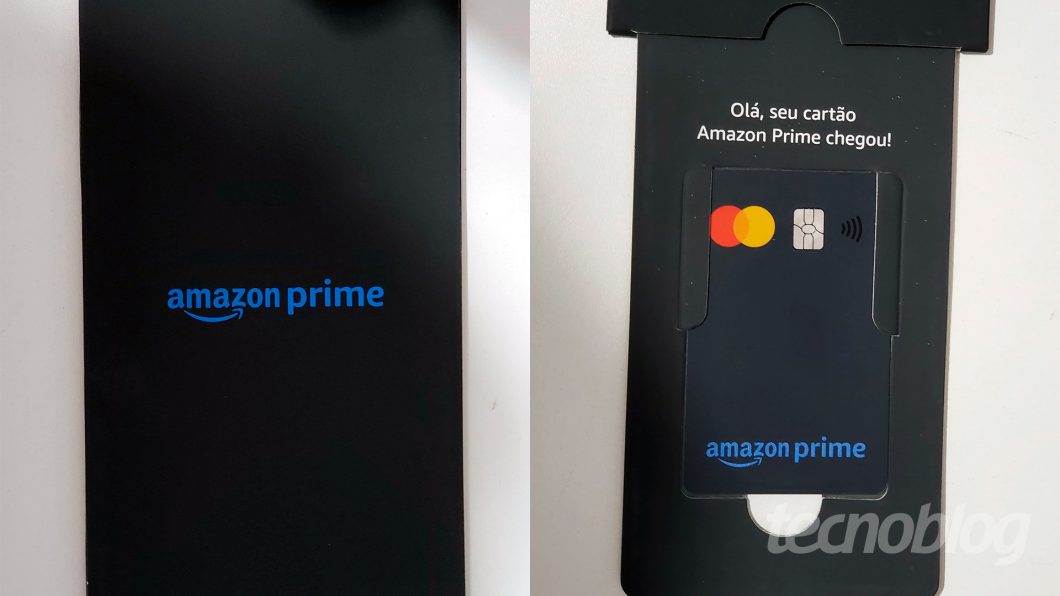 Cartela com cartão de crédito da Amazon, na cor preta