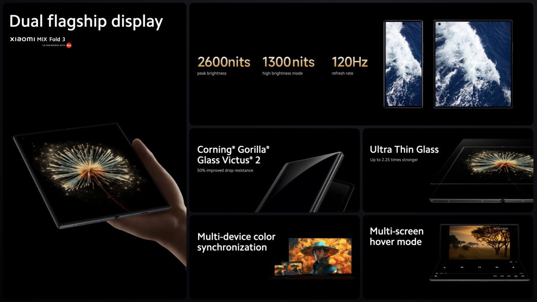Mix Fold 3 traz boas especificações de desempenho, tela e bateria, sendo o principal rival do Galaxy Z Fold 5 (Imagem: Divulgação/Xiaomi)