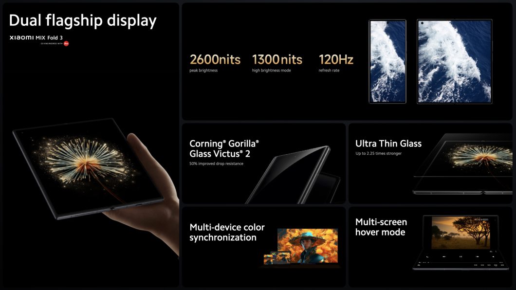 Mix Fold 3 traz boas especificações de desempenho, tela e bateria, sendo o principal rival do <a href='https://meuspy.com/tag/Espionar-Galaxy'>Galaxy</a> Z Fold 5 (Imagem: Divulgação/Xiaomi)