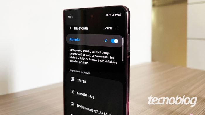 Bluetooth ativado em um Galaxy Z Fold 4 (imagem: Emerson Alecrim/Tecnoblog)
