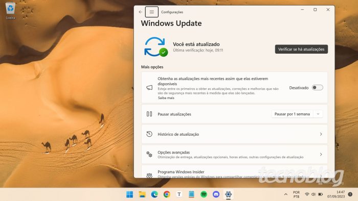 Checando atualizações no Windows Update (imagem: Emerson Alecrim/Tecnoblog)