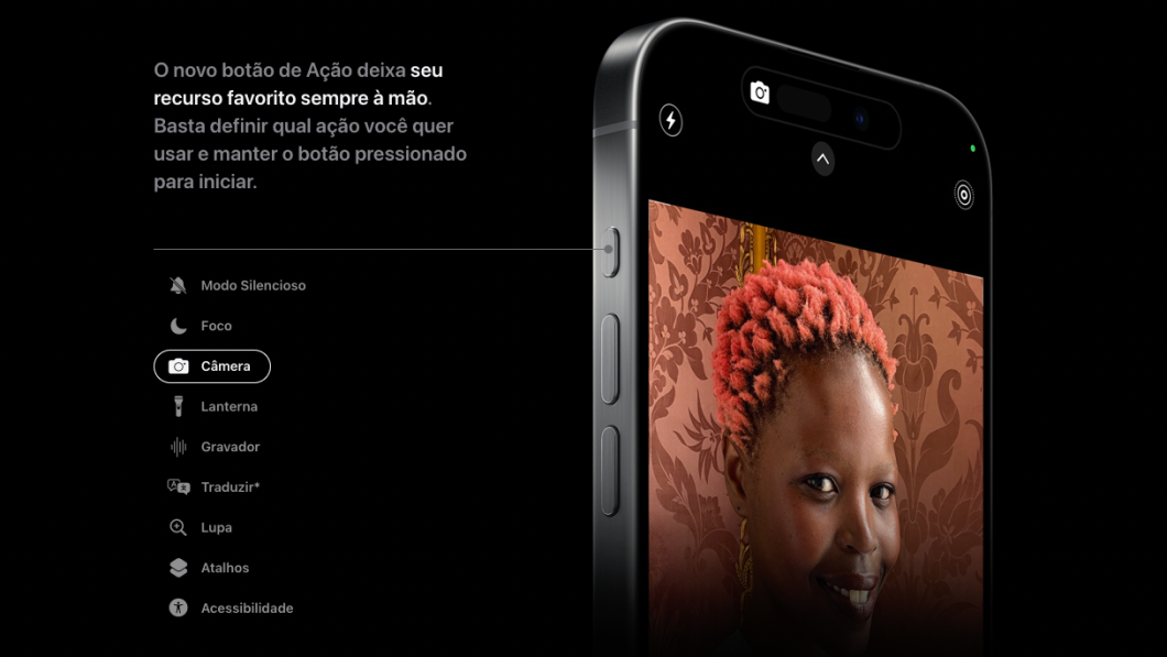 Botão de Ação do iPhone 15 Pro e 15 Pro Max (Imagem: Reprodução/Apple)