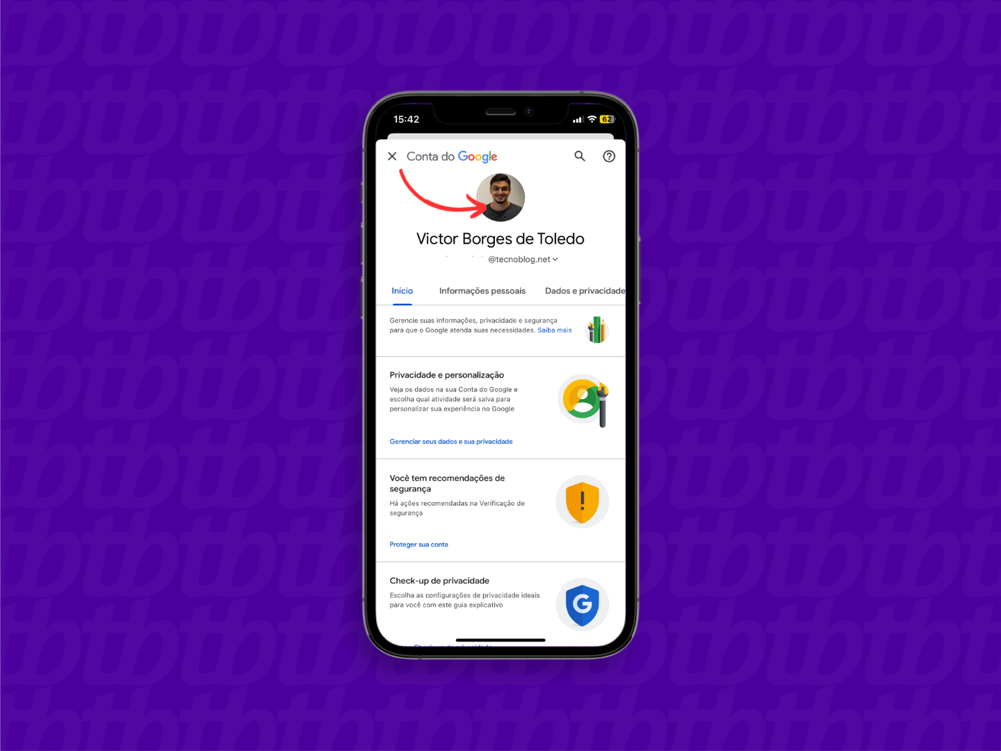 Como mudar a foto de perfil de uma conta Google no celular pelo Gmail.