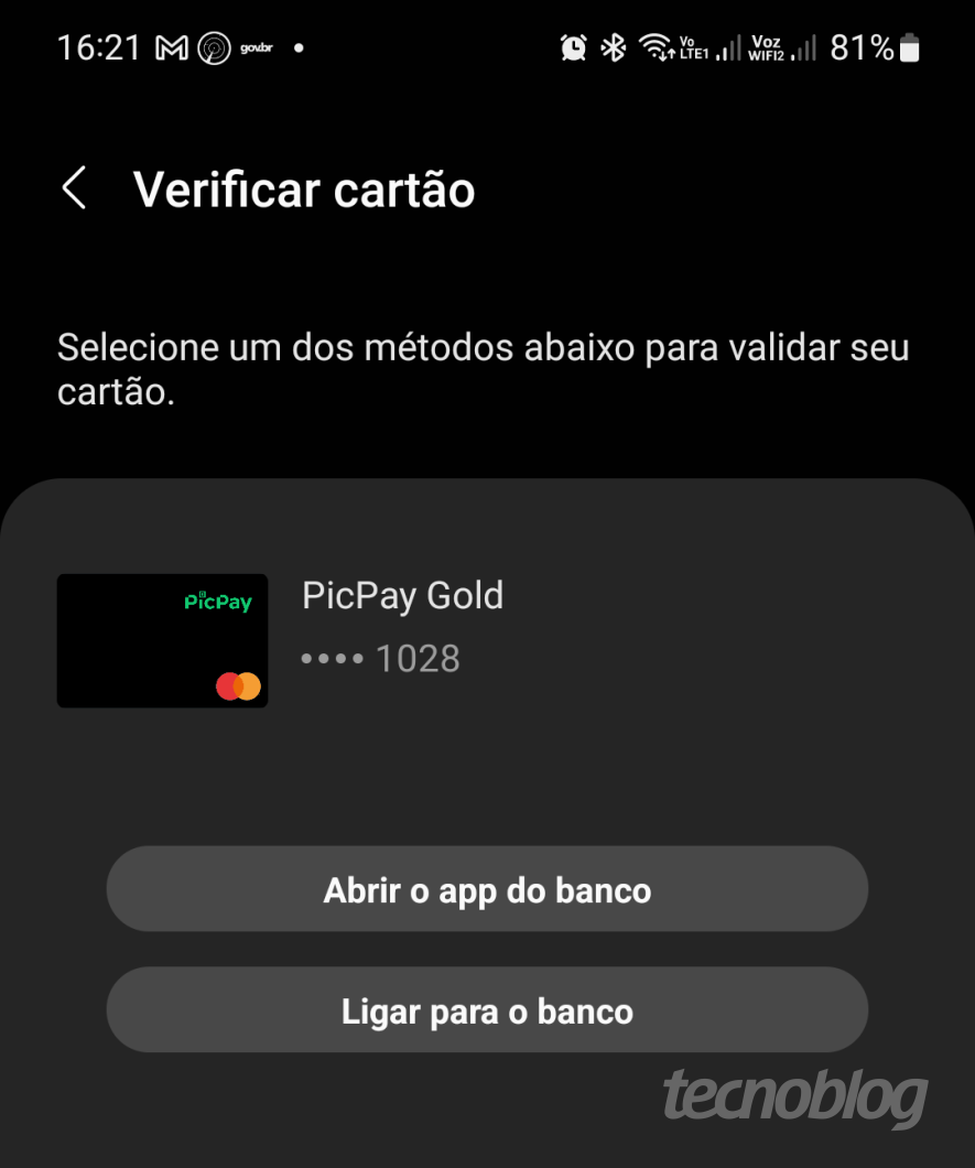 PicPay no Samsung Wallet