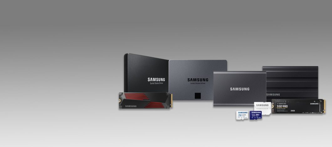 SSDs e cartões de memória da Samsung