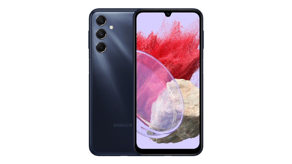 Galaxy M33 5G possui câmera frontal em notch do tipo gota e visual mais próximo do conceito da linha Galaxy S (Imagem: Divulgação/Samsung) 