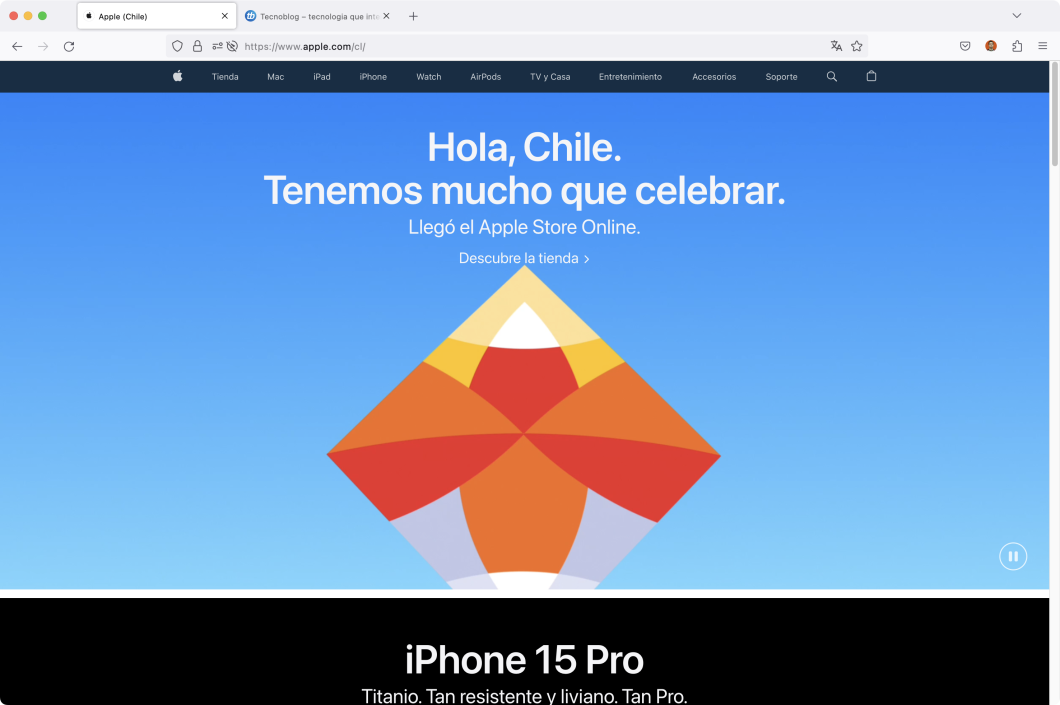 Print do site da Apple Chile