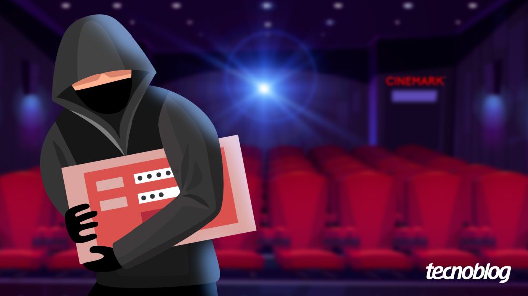 Ilustração mostra ladrão levando embora um ingresso de cinema