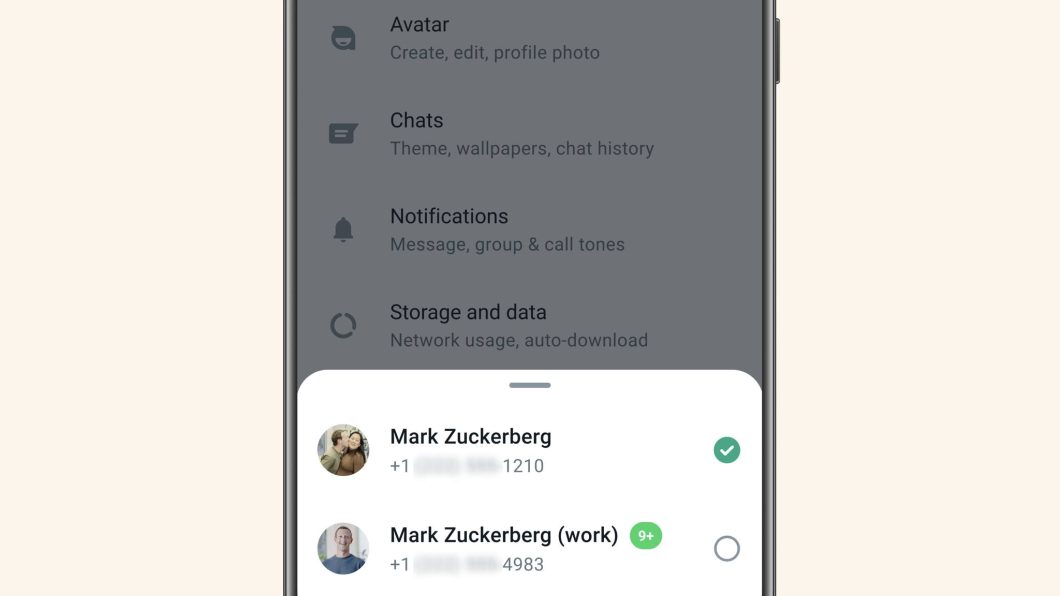 Interface do WhatsApp com duas linhas ativas