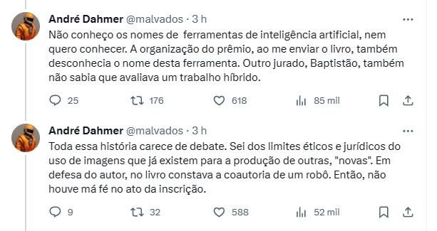 André Dahmer explica seu voto no X/Twitter (Imagem: Reprodução/Tecnoblog)