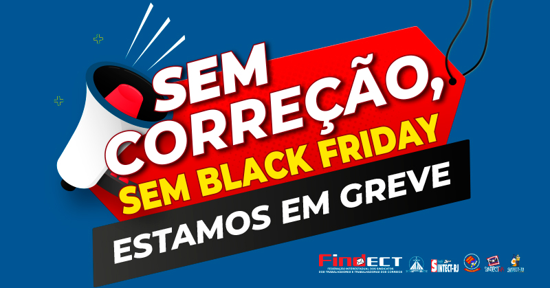 Banner no site da FINDECT anuncia a paralisação “Sem Correção, Sem Black Friday”