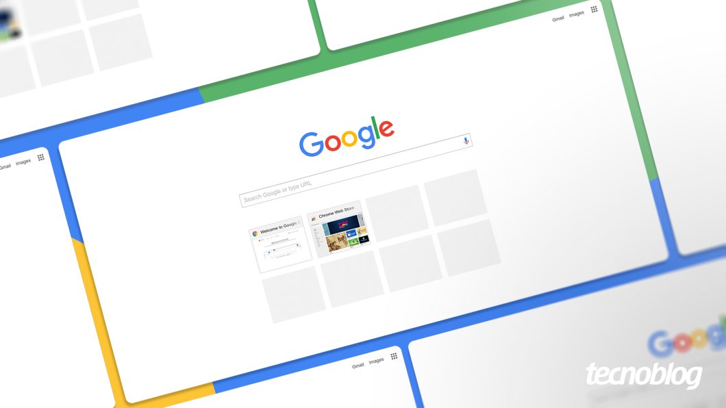 Ilustração com a interface do Google Chrome