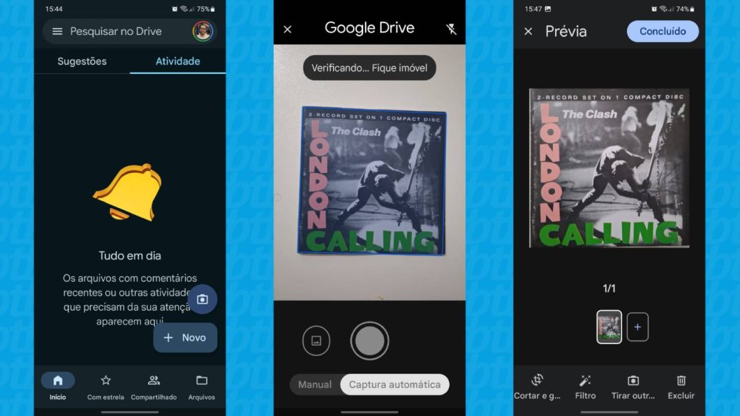 Ferramenta nativa de scanner do app Google Drive para Android e iOS