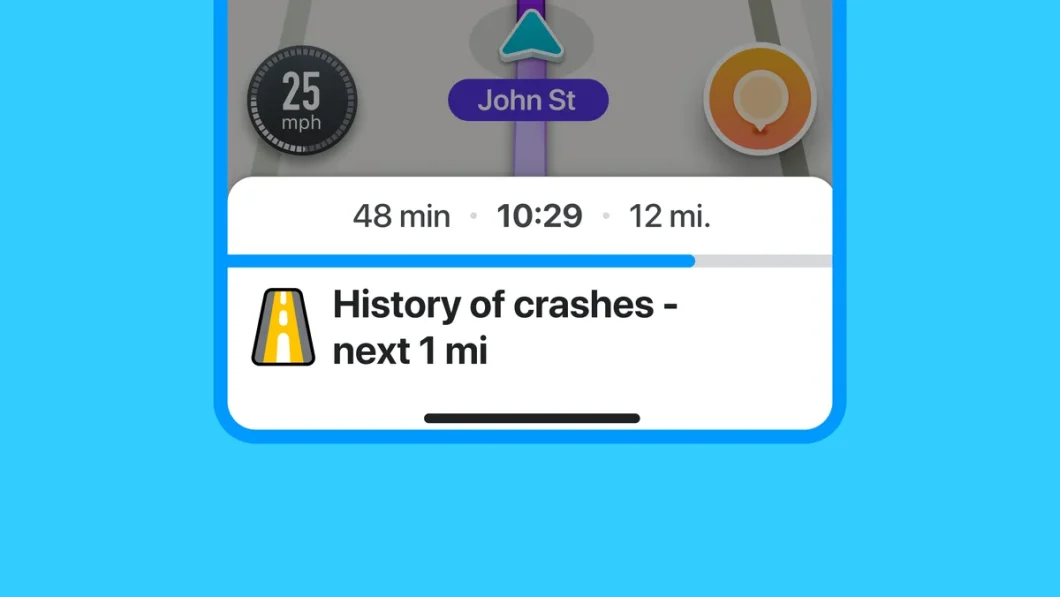 Aviso de histórico de acidentes no Waze (Imagem: Divulgação/Waze)