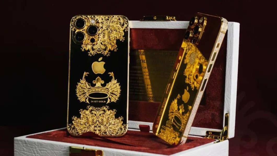 iPhone 13 Pro Max banhado a ouro customizado pela Gold Prime