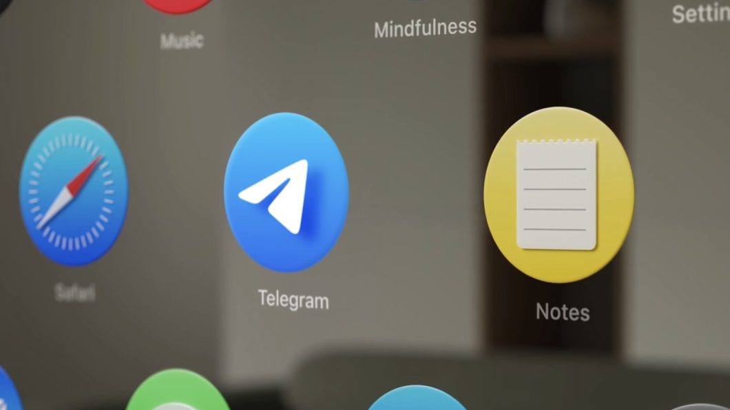 Ícone do Telegram em destaque no menu do Vision Pro