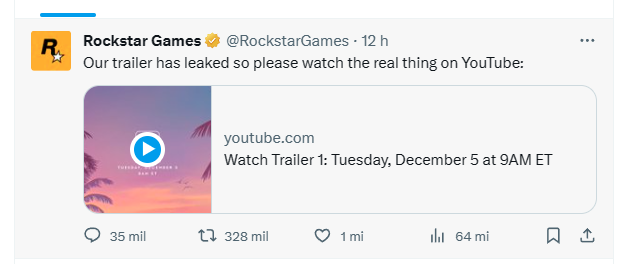 Vazamento de trailer de GTA 6 antes da data causa expectativa