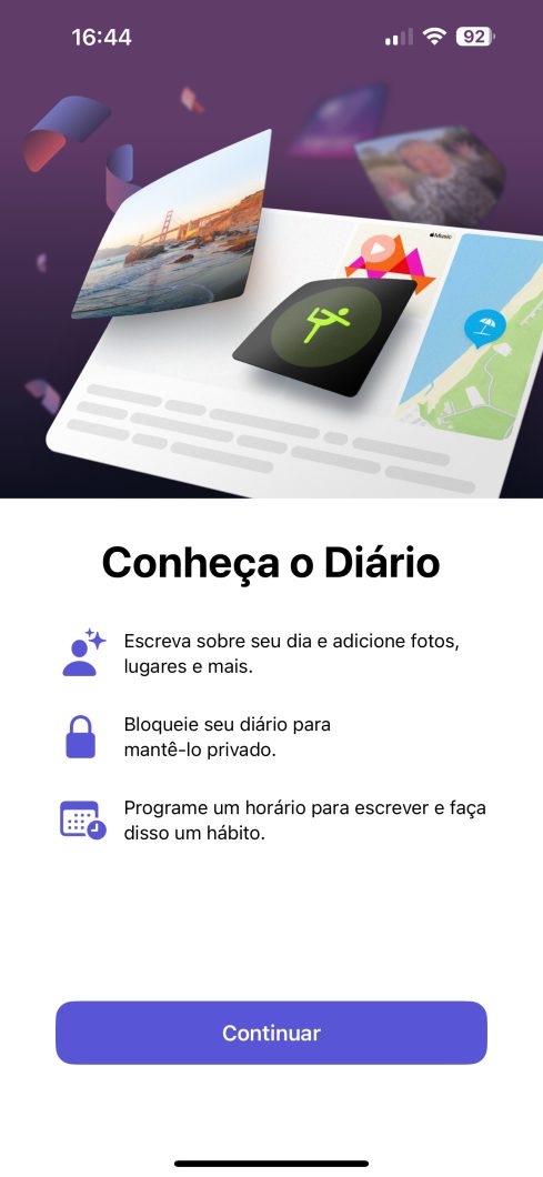 Apresentação do app Diário