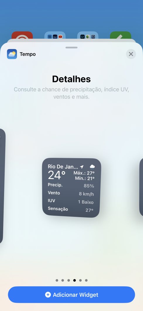 Novo widget de previsão do tempo, com detalhes