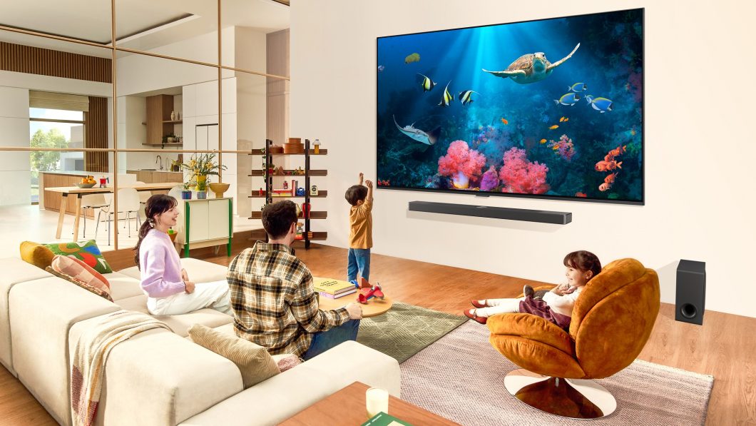 Ilustração de TV LG em uma sala de estar