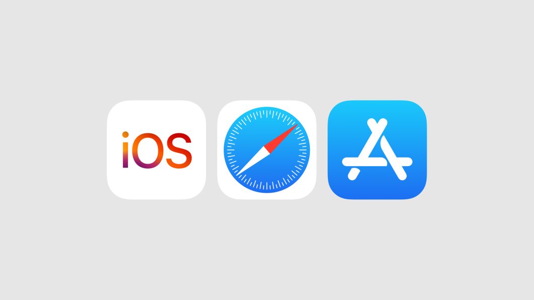 Marcas do iOS, do Safari e da App Store lado a lado