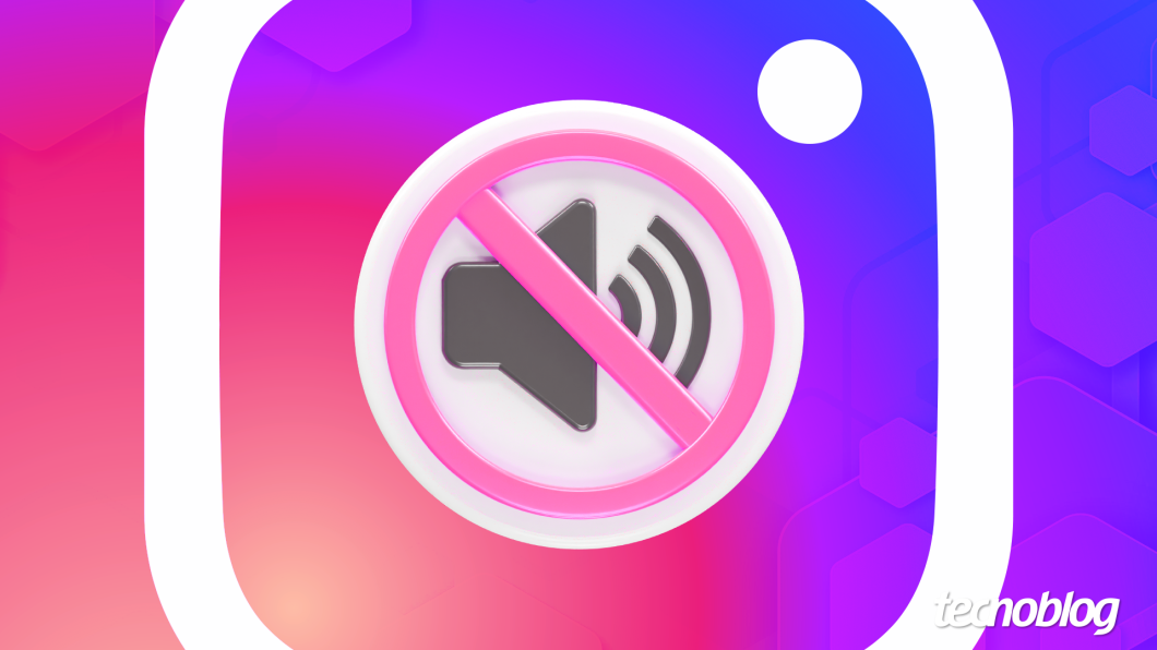 Arte de um ícone do Instragam junto ao ícone de audio silenciado