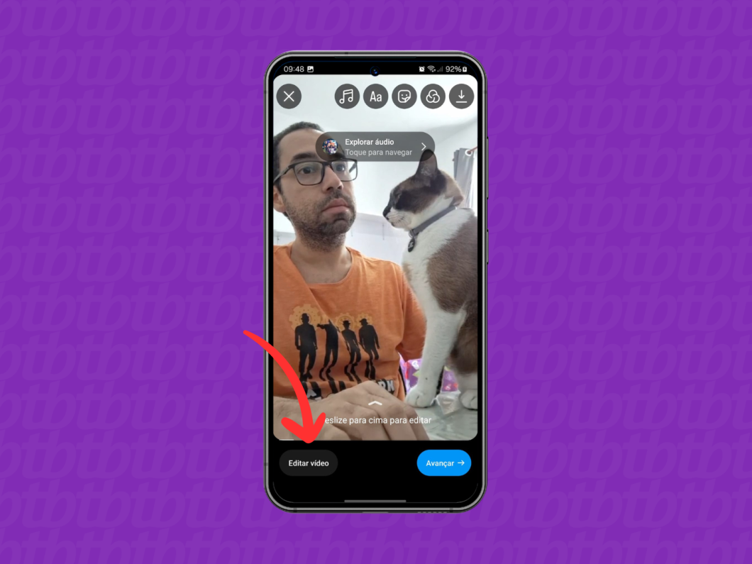 Captura de tela do aplicativo Instagram mostra como acessar a opção 'Editar vídeo" no Reels