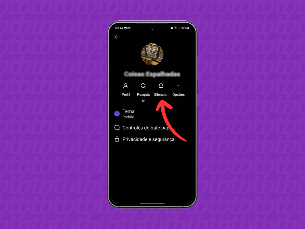 Print do aplicativo Instagram mostra como silenciar as notificações de um perfil nas opções de mensagens diretas