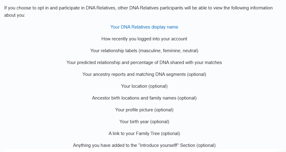 Recurso DNA Relatives permite compartilhar dados com possíveis parentes distantes (Imagem: Reprodução/23andMe)