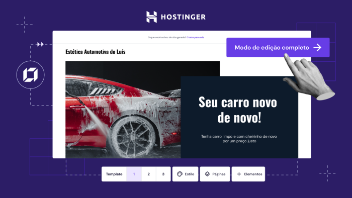 Site gerado com o Criador de sites da Hostinger; é possível personalizá-lo ainda mais no modo de edição (imagem: divulgação/Hostinger)
