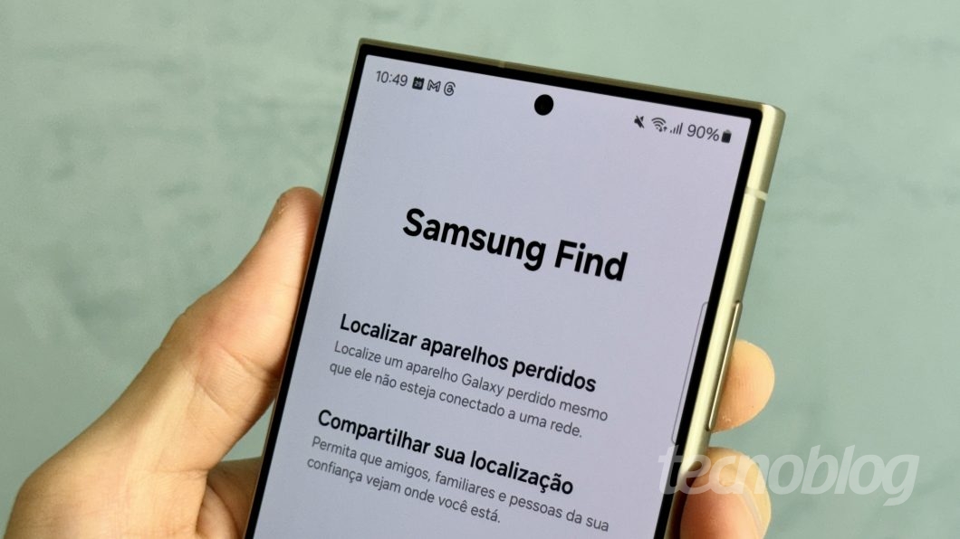 Tela de boas-vindas do Samsung Find