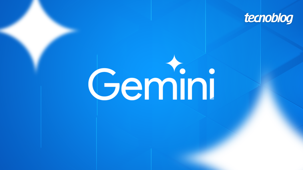 Marca do Gemini em cores claras, num fundo azul
